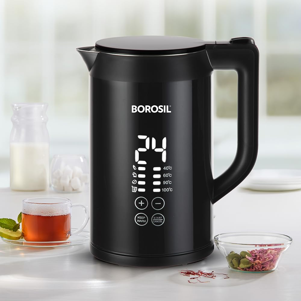 Borosil Cooltouch 1.5L Digital Electric Kettle  Temprature Display